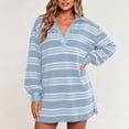 thumbnail image 2 of Tqcoqu Women's Striped Sweatshirt Dress Long Sleeve V Neck Oversized Pullover Sweatshirt Fall Outfits, 2 of 10
