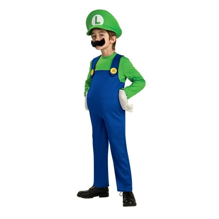 Super Mario Bros Deluxe Luigi Boys Childrens Costume