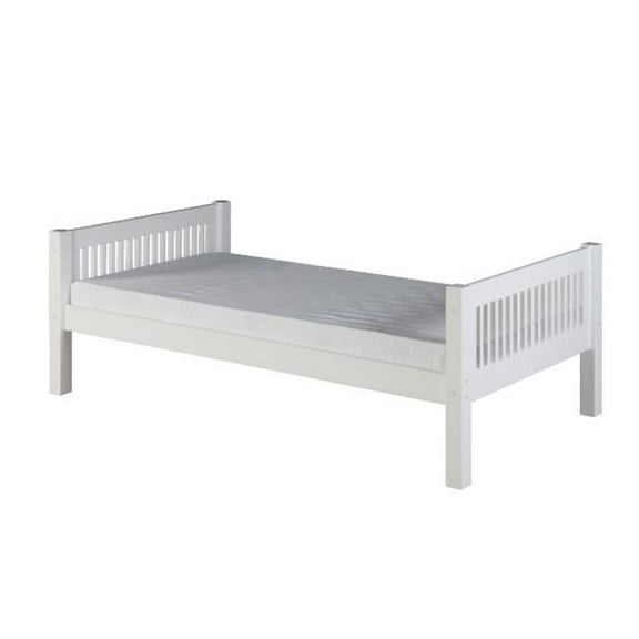 C113-Wh Platform Bed With Mission Headboard White Finish, Twin Size Mattress