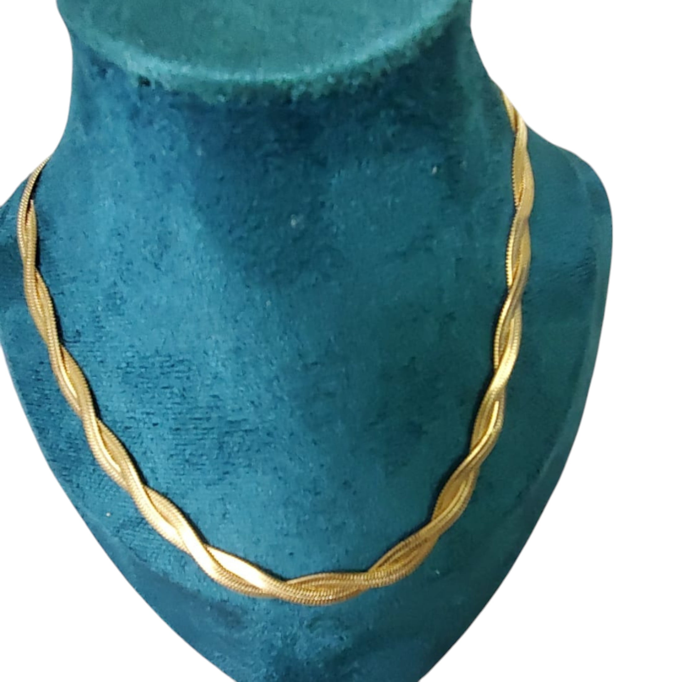 LAPRECIEUZ DE ARTHES JEWELRY Twisted Snake Herringbone Chain 18K Gold over Stainless Steel Necklace, 18 in