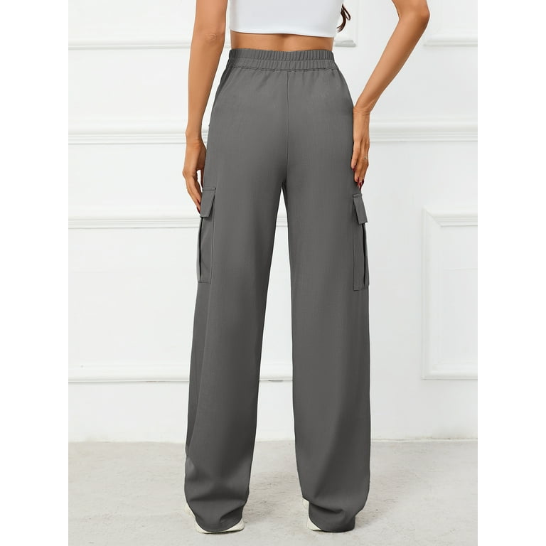 Chiclily Women Wide Leg Pants Loose High Waist Trousers Dark Chiclily Women Wide Leg Pants Loose High Waist Trousers Dark
