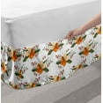 thumbnail image 2 of Floral Bed Skirt, Vintage Art Pattern Highly Detailed Blooming Flower Sketches Pattern, Elastic Bedskirt Dust Ruffle Wrap Around for Bedding Decor, 4 Sizes, White Orange Olive Green, by Ambesonne, 2 of 2