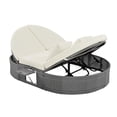 thumbnail image 4 of Highsound Outdoor Patio 2-Person Daybed, Sun Bed with Cushions and Pillows, Rattan Garden Reclining Chaise Lounge with Adjustable Backrests and Foldable Cup Trays for Lawn, Poolside, Beige, 4 of 9