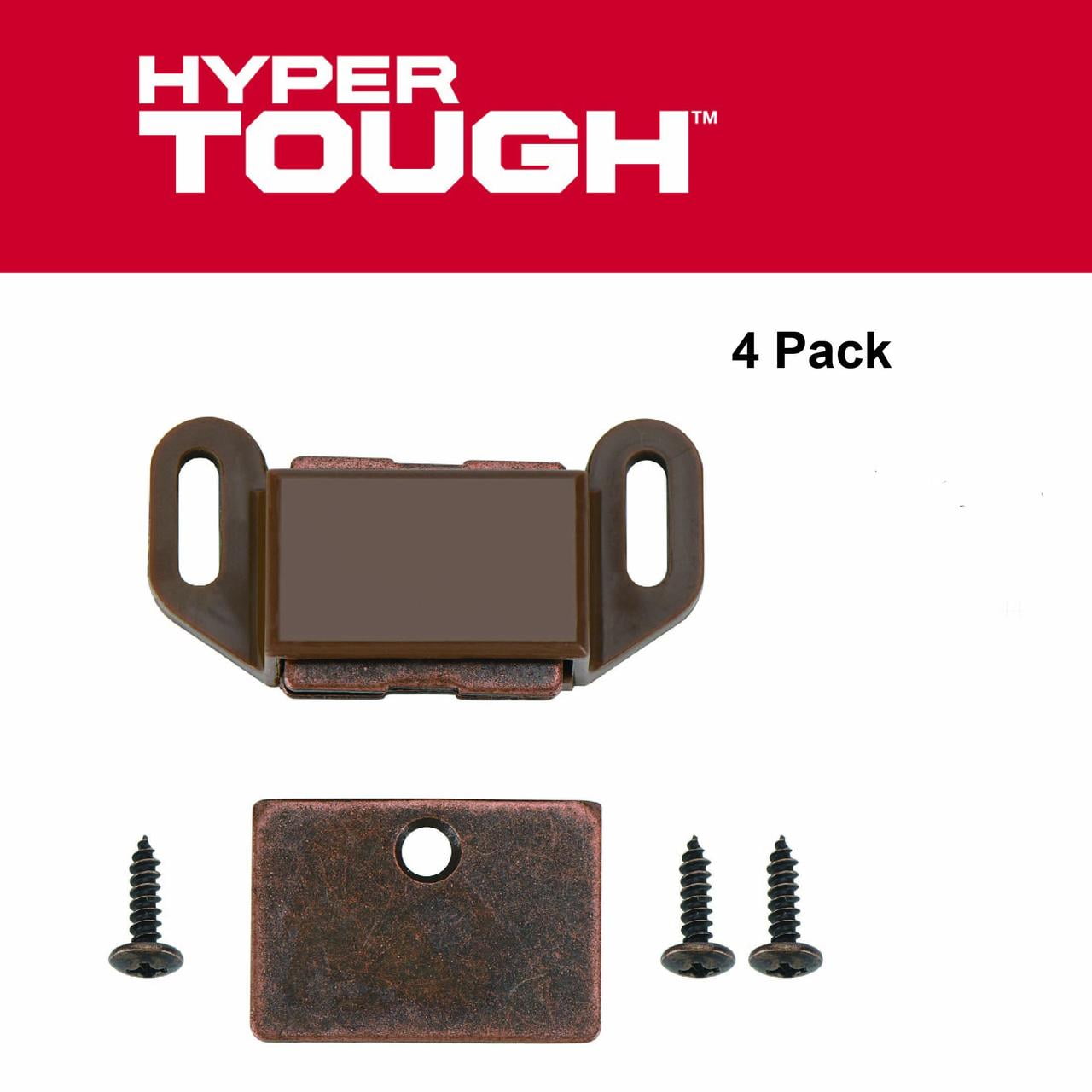 Hyper Tough Magnetic Door Catch, Brown, 4 counts per pack, mounting hardware included