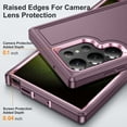 thumbnail image 5 of Allytech Rugged Case Compatible with Samsung Galaxy S22 Ultra with Hidden Kickstand, [Military Grade Drop Protection] Soft TPU Hard PC Bumper Non-Slip Shockproof Full Protective Case, Purple+Pink, 5 of 8