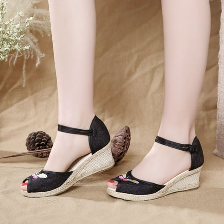 

Women s Ladies Fashion Casual Solid Open Toe Platforms Sandals Beach Shoes Black 6.14199