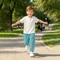 thumbnail image 2 of CHEEREAM Summer Sets For Kids Jogger Pants and Short Sleeve Button Crew Neck Shirt Boys Leisure Active Beach 2-Piece Outfits, 2 of 6