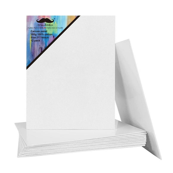 Blank White Canvas Panels 12/Pack,9.9 Oz Triple Primed 100% Cotton Acid Free Artist Canvas Boards for Acrylic Pouring and Oil Painting