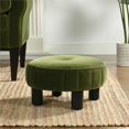 thumbnail image 3 of Jennifer Taylor Maison Riley 16" Rond Tabouret Pouf Vert Olive Velours, 3 of 12