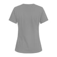 thumbnail image 4 of Iaqnaocc Scrubs for Women Funny Solid Color Nurse Uniforms Fashion V-Neck Side Slits Scrub Shirt Holiday Short Sleeve Tees Blouse with 3 Pockets Gray 3XL, 4 of 4