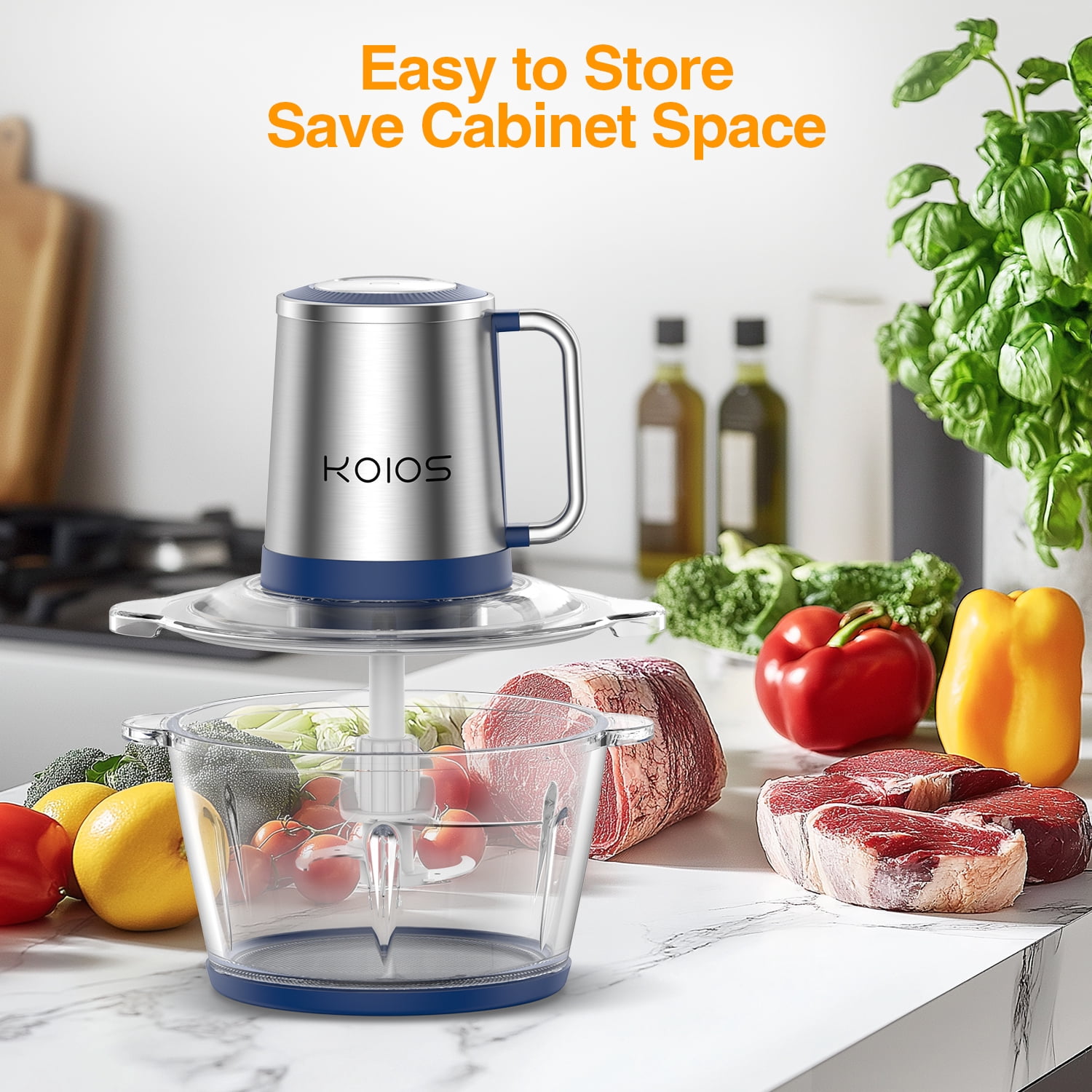 Electric Food Chopper, 8 Cup/2L Meat Grinder Food Processor Stainless Steel Meat for Vegetable Meat Fruit,with 1 Bowl
