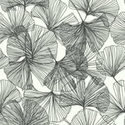 RoomMates Black Ginkgo Leaves Peel and Stick Wallpaper, 20.5 in x 18 ft