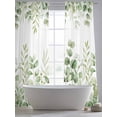 thumbnail image 5 of Light Green Eucalyptus Leaves Sheer Curtains 108 Inch Length 2 Panels Set Window Treatments, Watercolor Spring Summer Botanical Rod Pocket Semi Curtains for Living Room/Bedroom/Kitchen, 104"W x 108"L, 5 of 7