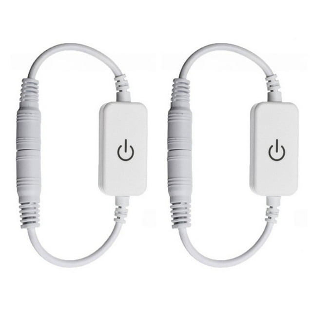 2Pcs Led Strip Touch Dimmer Inline Dimmer Switch With 5.5 *2.1 Mm Dc 12V-24V 2A White
