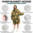 thumbnail image 5 of Black Sunflower Bud Pattern Wearable Oversized Blanket,Wearable Blanket Hoodie for Adults,Cozy Hooded Blankets with Super Pockets,Super Warm Fuzzy Pullover for Women & Men, 5 of 6