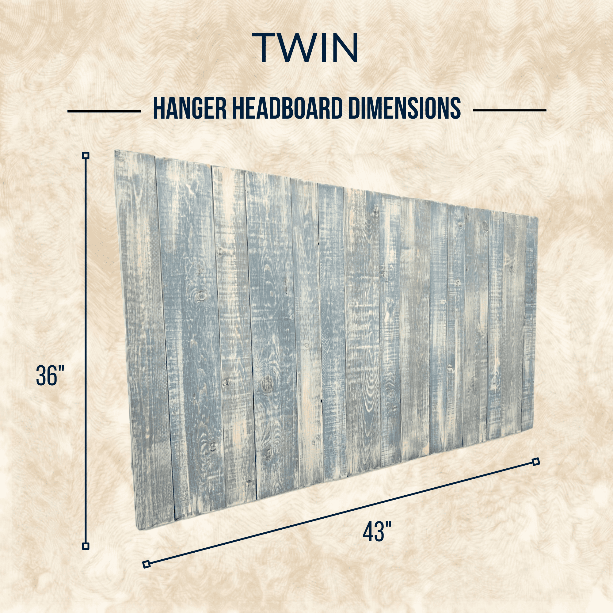 Barn Walls Solid Wood Headboard, Twin Size - Blue Powderwash