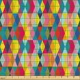 thumbnail image 2 of Ambesonne Geometric Fabric by the Yard Upholstery, Colorful Design Diagonals, 3 Yards, Dark Coral and Cobalt Blue, 2 of 5