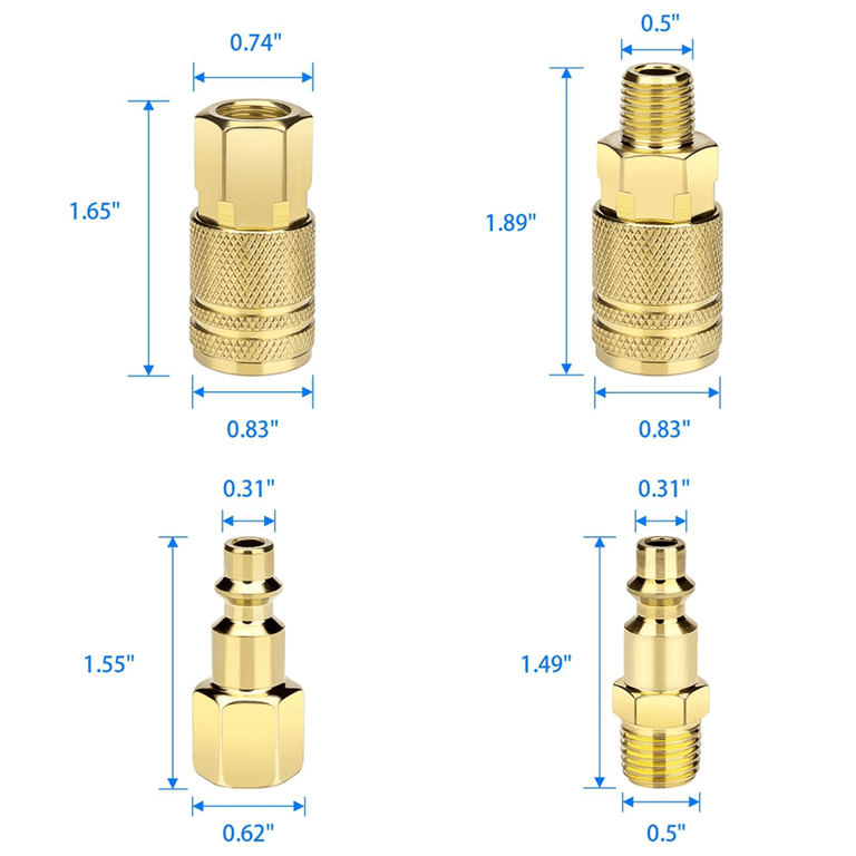 Brass Quick Coupler Air Hose Connector Set – 1/4” NPT, Rotating Male & Female Fittings, 5-Piece Kit For Air Compressors & Pneumatic Tools