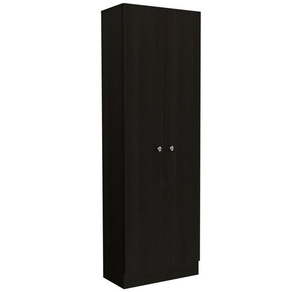 Pemberly Row 2-Door Modern Engineered Wood Multi Storage Pantry Cabinet in Black