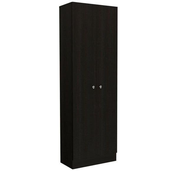 Tuhome Armoire Garde-Manger Moderne Noire en Bois d'Ingénierie à Rangement Multiple à Deux Portes