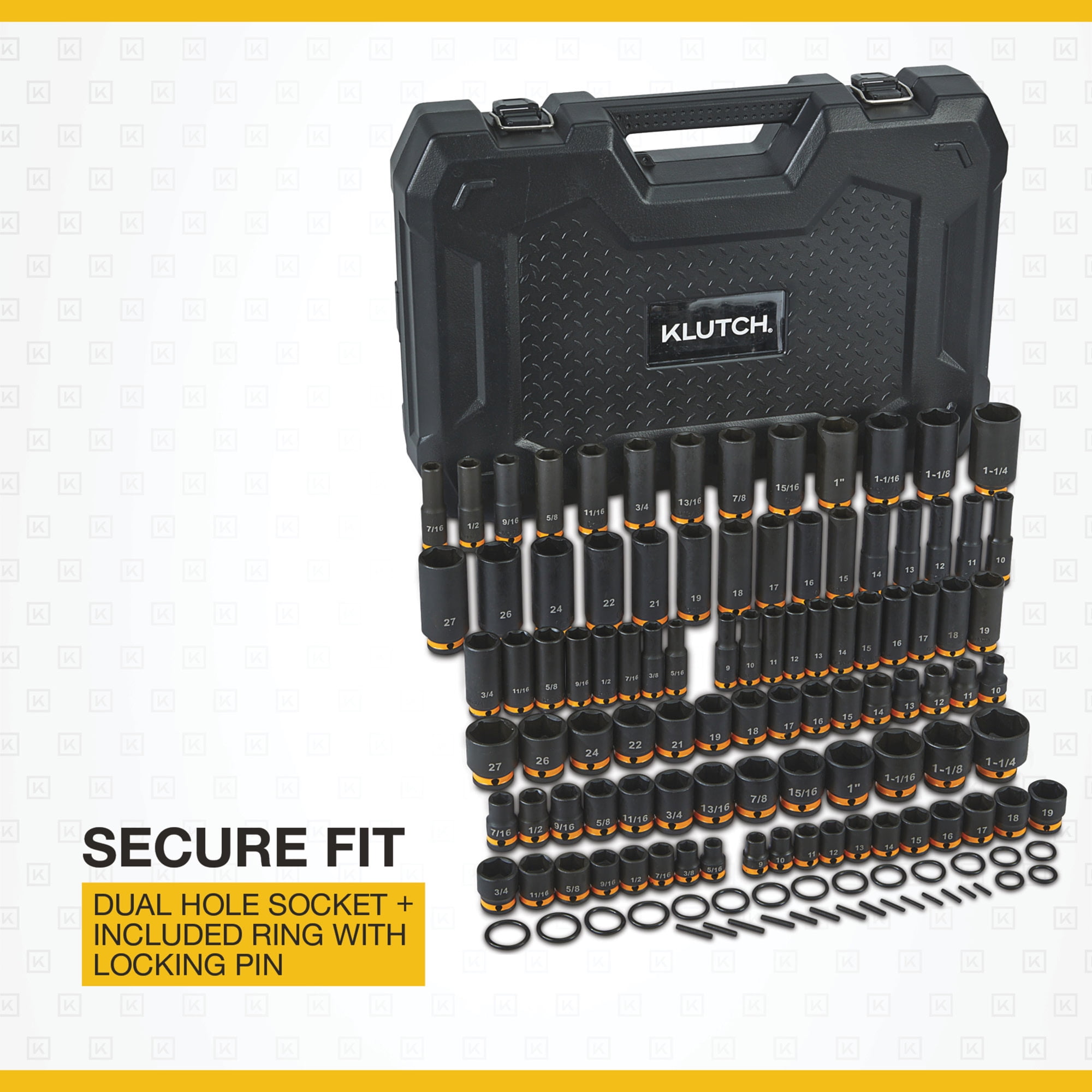 Klutch 3/8in.- and 1/2in.-Drive Impact Socket Sets, Chrome Molybdenum, SAE + Metric, 94-Pc.