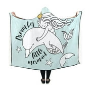ASHLEIGH Hooded Blanket Robe with Sleeves Design for Men Women Kids 50x60 inch Mermaid