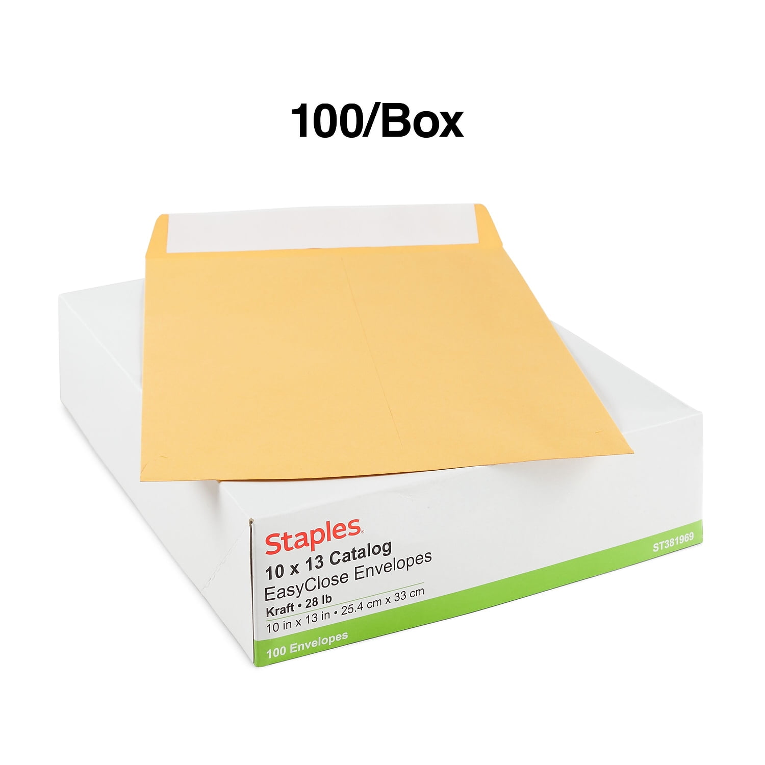 Staples EasyClose Catalog Envelopes 10"L x 13"H Brown 100/BX (381969/19023)