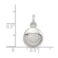 thumbnail image 3 of 925 Sterling Silver Solid Polished Happy Face Charm 15x12mm Wide Pendant Necklace for Women, 3 of 4