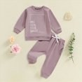 thumbnail image 2 of NOLDARES Infant Baby Boy Clothes 2 Piece Long Sleeve Crew Neck Sweatshirt Tops Casual Pocket Joggers Pants Cartoon Outfits Toddler Clothing Set(Purple,2-3 Y), 2 of 4