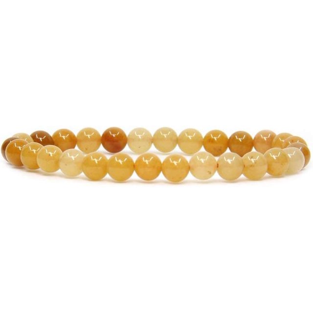 Angelstones Bracelet Extensible Unisexe en Perles Rondes de 6 mm en Jade Jaune Multicolore Naturel