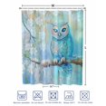 thumbnail image 4 of Split Shower Curtain for Transfer Bench, Teal Blue Owl Fabric Shower Curtains for Bathroom, Modern Flowers Birds on Branch Tub Sliding Transfer Bench Waterproof Bath Curtains 72"x78", 4 of 9