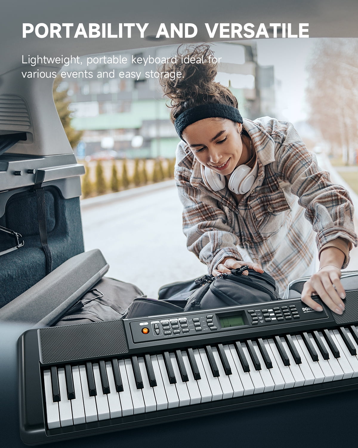 Donner DEK-200 61-Key Piano Full-Size Electronic Keyboard Set, Auto Accompaniment, Metronome,, Includes 300 Tones, with Stand, Bench, Microphone
