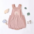 thumbnail image 2 of Baby Girls Sleeveless Jumpsuit, Knitted Romper Embroidered Rainbow Pattern Bodysuit, 2 of 7
