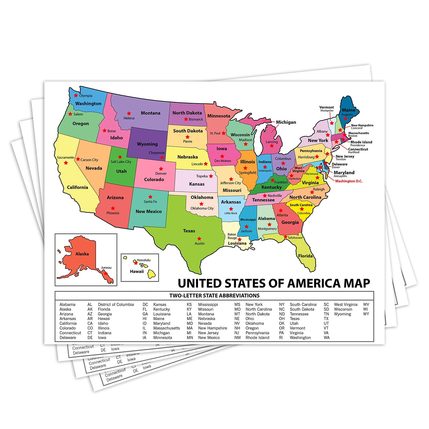 United States Map Usa Poster Us Educational Map With State Capital