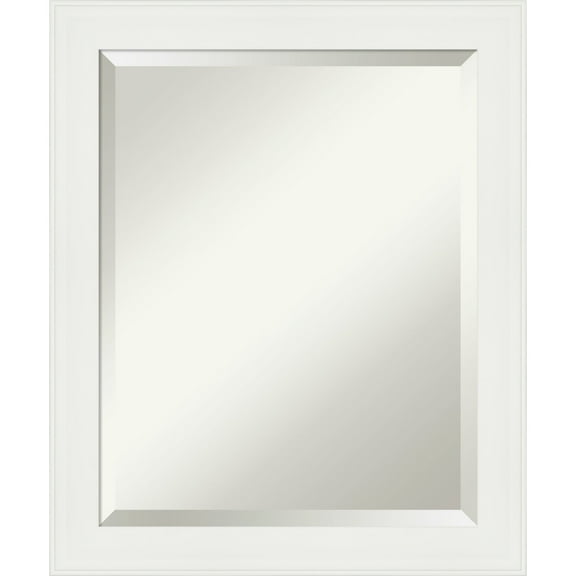 Vanity White Narrow Beveled Wood Bathroom Wall Mirror