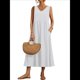 thumbnail image 1 of Vestido de Verano para Mujer 2025, Sin Mangas, Cuello en V, Informal, Escalonado, con Bolsillos XXL, 1 of 7