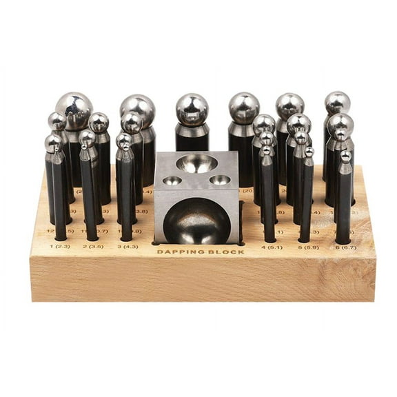26-Piece Dapping Doming Punch Block Set 2.30 MM  to 25 MM Jewelry Making Metal Forming Tool Kit - FORM-0016