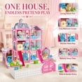 thumbnail image 5 of Lenbar Dollhouse Castle Villa Building Set with Colorful Lights, 10 Room Pretend Play House with 1 Doll and 1 Castle Roof, DIY Building Kit for Kids Ages 3+, 5 of 9