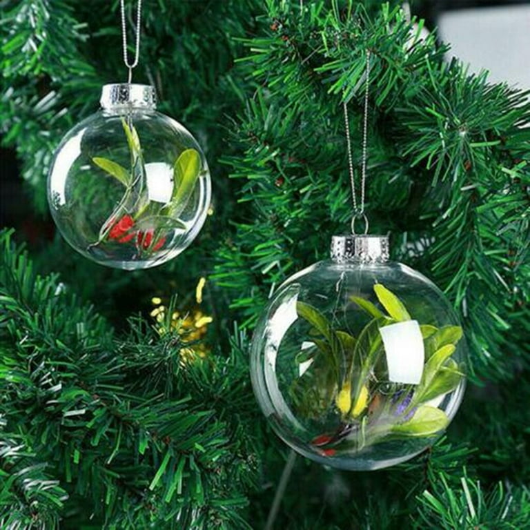 12Pcs Clear Plastic Ornament Balls,DIY Fillable Christmas Ornaments  Balls,Clear Plastic Ornaments for Crafts Fillable,2.4-4inch