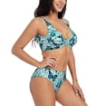 thumbnail image 2 of Wukai Blue Floral with Butterflies Women's Bikini Set Two Piece,wimsuit High Waisted V Neck Twist Front Adjustable Spaghetti Straps Bathing Suit-Large, 2 of 7