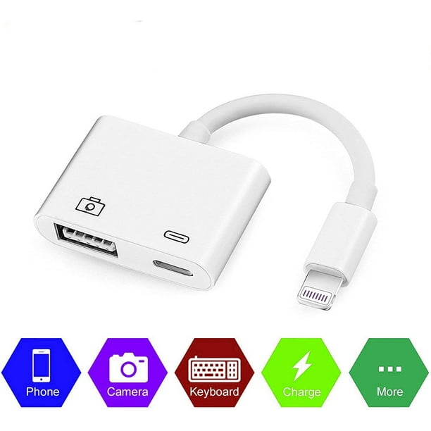 Lightning 3.0 Female Adapter Cable with USB Power Interface Data Sync Charge Cable iPhone iPad, No App Required. (Adapter to Keyboard/Camera/Hub) - Walmart.com