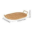 thumbnail image 4 of Boovnll Serving Tray, Woven Storage Tray with Handles Rattan Look, Decorative Wicker Basket Tray for Fruit Bread Table Counter Home Kitchen,13x9in, 4 of 7