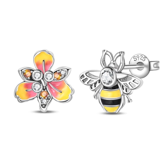 Silver Plated Bee Stud Earring for Women
