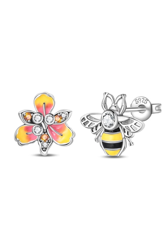 Silver Plated Bee Stud Earring for Women