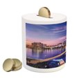 thumbnail image 2 of United States Piggy Bank, Jacksonville Florida Skyline Vibrant Night St. Johns River Scenic, Ceramic Coin Bank Money Box for Cash Saving, 3.6" X 3.2", Royal Blue Pale Pink, by Ambesonne, 2 of 4