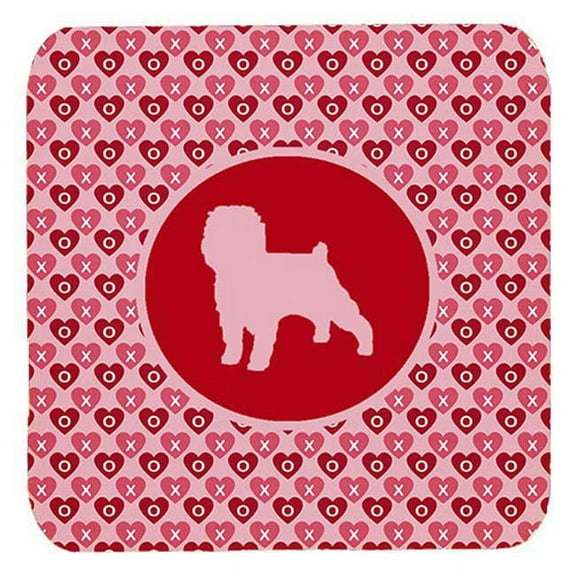 Affenpinscher Valentine Hearts Foam Coasters - Set 4, 3.5 x 3.5 In.