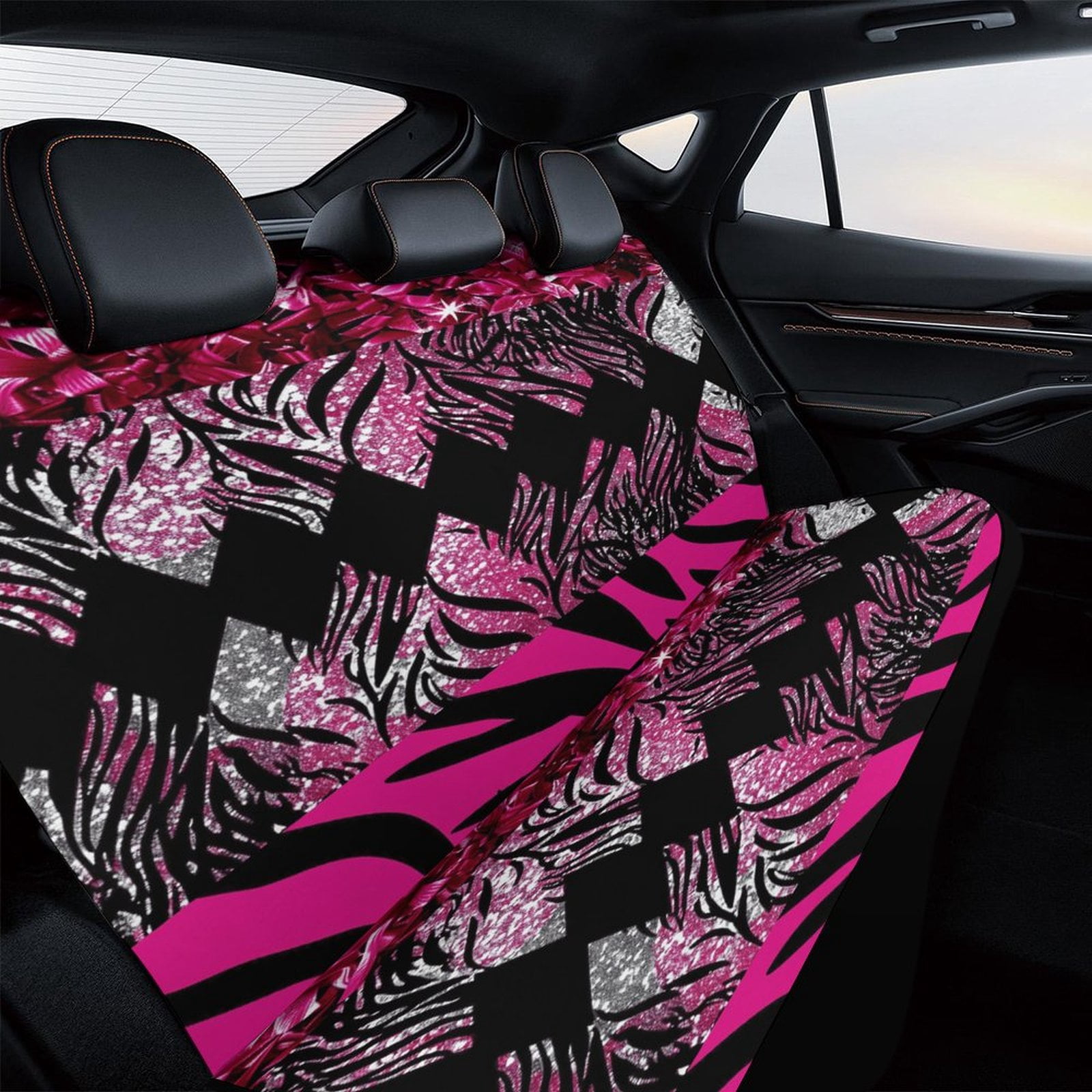 Animal Print Patterns Rear Seat Covers, Car Backseat Protector, Universal Back Seat Vehicle Interior Protector, Fits Most Cars, SUVs, Sedans, Trucks