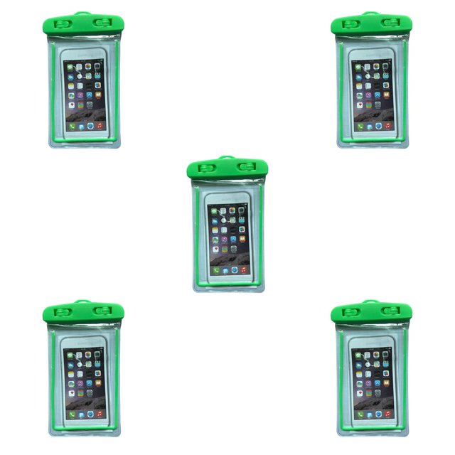 Transemion Waterproof Underwater Case Cover Bag Dry Pouch for Mobile Phone green 5Set