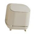 thumbnail image 4 of Pequeño cubo de basura de escritorio con tapa, moderno cubo de basura, contenedor de basura, cesto para basura beige, 4 of 9
