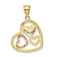 thumbnail image 3 of FB Jewels 14K Two Tone Gold & Rhodium Polished & Textured Heart Pendant, 3 of 4